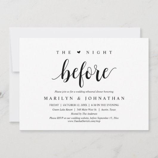 前夜のリハ結婚ーサルディナーパーティー 招待状 (正面)