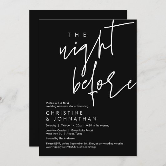 前夜のリハ結婚ーサルディナー 招待状 (正面/裏面)