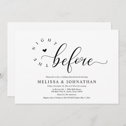 前夜のリハ結婚ーサルディナー 招待状 (正面/裏面)