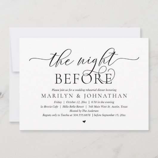 前夜の完璧なリハ結婚ーサルディナー 招待状 (正面)