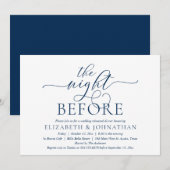 前夜の宴、ネイビーブルー、リハーサルディナー 招待状 (正面/裏面)