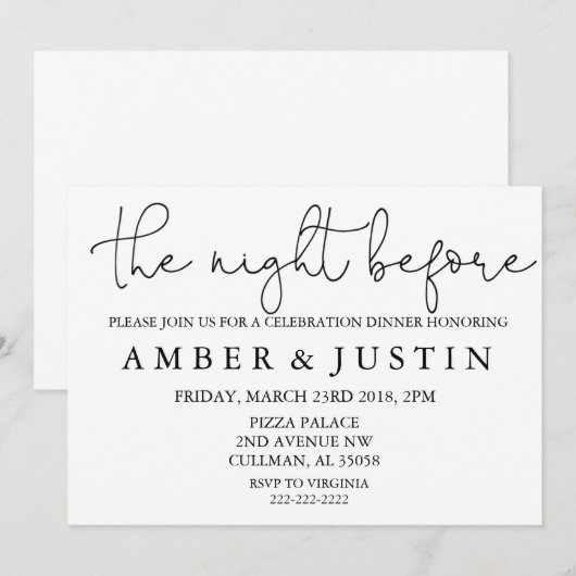 前夜の招待状 | ご案内 招待状 (正面/裏面)