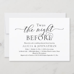 前夜の現代的な結婚式のリハーサルディナー 招待状