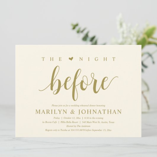 前夜の現代的な結婚式のリハーサルディナー 招待状 (スタンド正面)