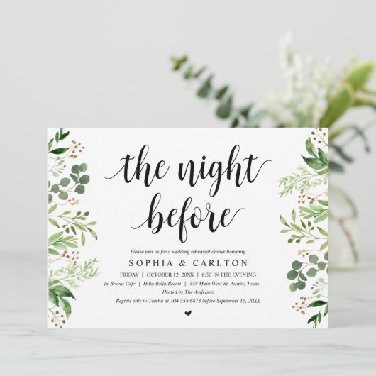 前夜の祝宴, 緑の装飾, リハーサルディナー 招待状 (スタンド正面)