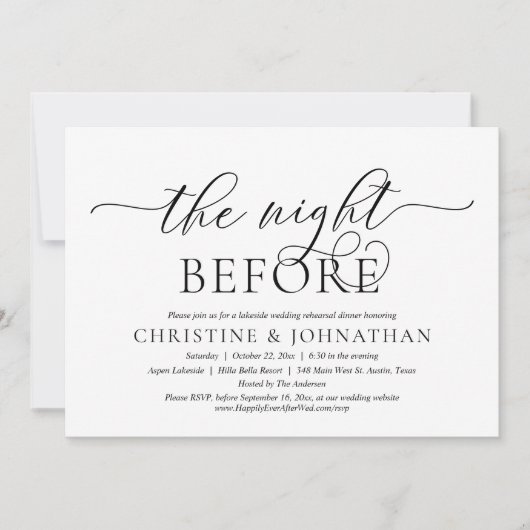 前夜の結婚式リハーサルディナー招待状 招待状 (正面)