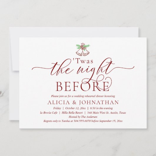 前夜のTwasのリハ結婚ーサルディナー 招待状 (正面)