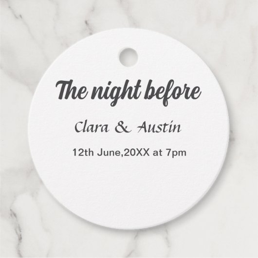 前夜祭の食事　シンプル　ミニマル　m フェイバータグ (正面)