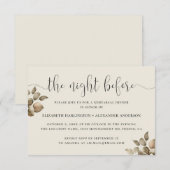 前夜。エレガントな花のソフトリハーサルディナー 招待状 (正面/裏面)