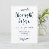 前夜、ネイビーブルー、リハーサル結婚ディナー 招待状 (スタンド正面)