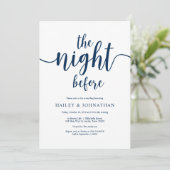 前夜、ネイビーブルー、リハーサル結婚ディナー 招待状 (スタンド正面)