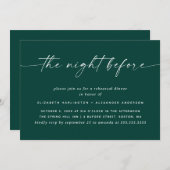 前夜 | 深いティール（緑がかった色）グリーンリハーサルディナー 招待状 (正面/裏面)