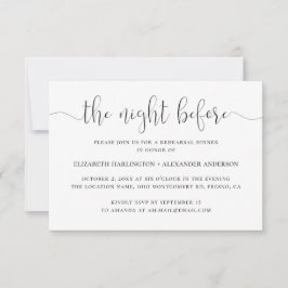 前夜。白黒のリハーサルディナー 招待状