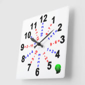 前幼稚園及び幼稚園の数学の時計--正方形 スクエア壁時計 (傾斜)