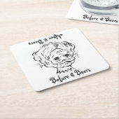 前後に6つのビール スクエアペーパーコースター (アングル)