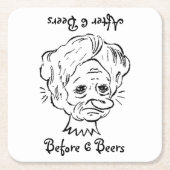 前後に6つのビール スクエアペーパーコースター (正面)