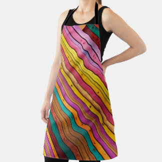 前掛け付き手作り木製プランクテーブル エプロン