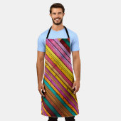 前掛け付き手作り木製プランクテーブル エプロン (着用した状態)