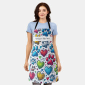 前掛パーソナライズされたけ印カラフル付きエプロン エプロン (着用した状態)