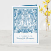 前提ヴァージンメリーブルーエレガント宗教的 カード (黄色い花)