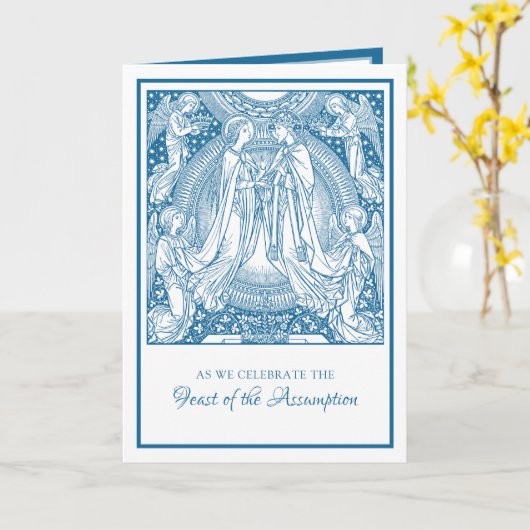 前提ヴァージンメリーブルーエレガント宗教的 カード (黄色い花)