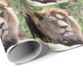 前方から見えるライオンのポートレート ラッピングペーパー (ロールコーナー)