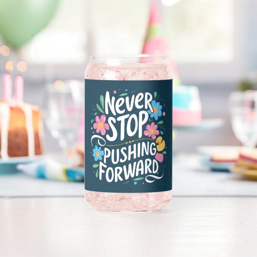 前方にストップ押し出さないフローラタイポグラフィ ガラス缶 (インサイチュ (バースデー))