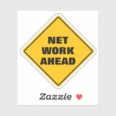 前方に黄色いダイヤモンドのネットワークに道路警戒標識 シール (シート)