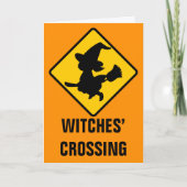 前方のほうきの柄で飛んでいる警告の魔法使い カード (正面)