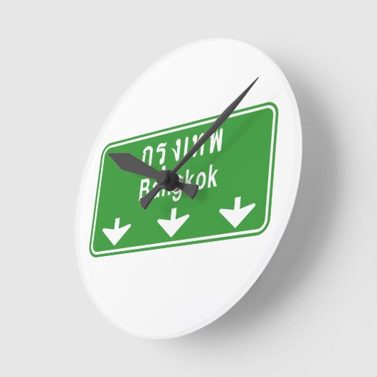 前方のバンコクは見ます! ⚠のタイの交通標識の⚠ ラウンド壁時計 (傾斜)