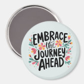 前方の旅を受け入れて ボホ フラワール タイポグラフィ マグネット (正面/裏面)