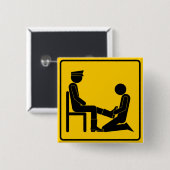 前方の警告のbootblack 缶バッジ (正面&裏面)