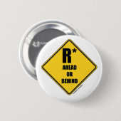 前方または後方の黄色いダイヤモンド警告標識 缶バッジ (正面&裏面)