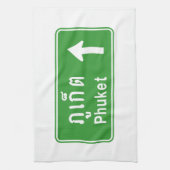 前方プーケット⚠タイ高速道路交通標識⚠ キッチンタオル (縦)