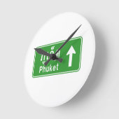 前方プーケット⚠タイ高速道路交通標識⚠ ラウンド壁時計 (傾斜)