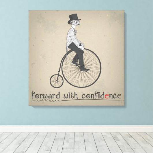 前方自信ヴィンテージ自転車キャンバス キャンバスプリント (インサイチュ (ウッドフロア))