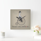 前方自信ヴィンテージ自転車 スクエア壁時計 (ホーム)