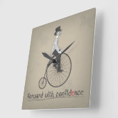 前方自信ヴィンテージ自転車 スクエア壁時計 (傾斜)