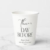 前日のミニマルな結婚式のリハーサルランチ 紙コップ (裏面)