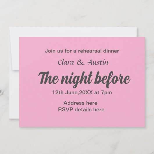 前日のリハーサルディナー　シンプル　ミニマル　m 招待状 (正面)