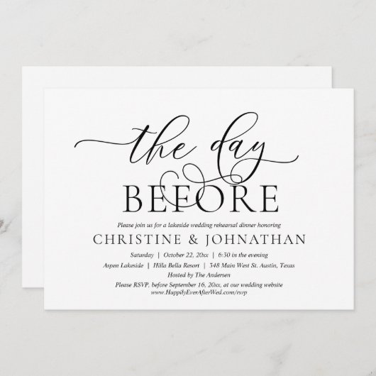 前日のリハーサル結婚パーティーディナー 招待状 (正面/裏面)