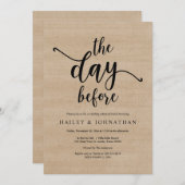 前日のリハーサル結婚ランチまたはブランチ 招待状 (正面/裏面)