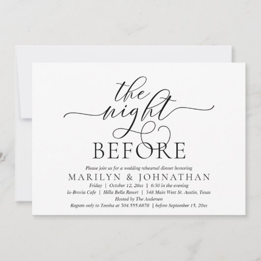 前日の夜、クラシー結婚のリハーサル 招待状 (正面)