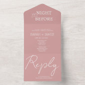 前日の結婚式 ミニマル ダスティピンク オールインワン招待状 (内側)