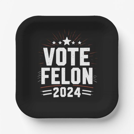 前科者トランプに投票 2024 面白い選挙の投票 ペーパープレート (正面)