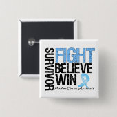 前立腺がんを克服した人々が信じモットーを勝ち取る 缶バッジ (正面&裏面)