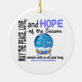 前立腺がんクリスマス3雪の球体オーナメント セラミックオーナメント (裏面)