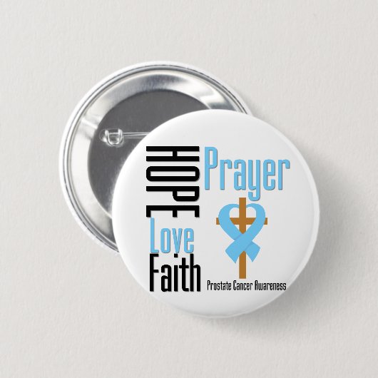 前立腺がんホープ愛の信仰祈りの言葉クロス 缶バッジ (正面&裏面)