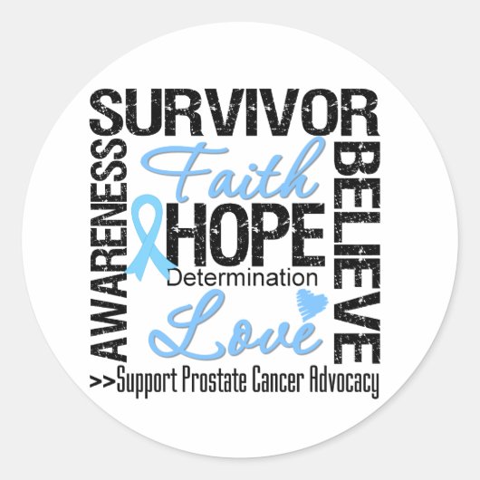 前立腺がん生存者のモットー ラウンドシール (正面)
