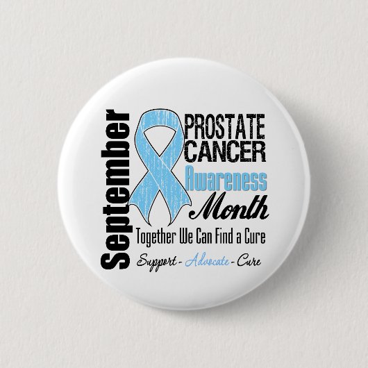 前立腺がん認識度月動揺してリボン 缶バッジ (正面)